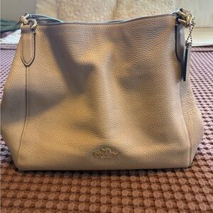 Coach Tan Leather Shoulder Bag with Luxurious Texture